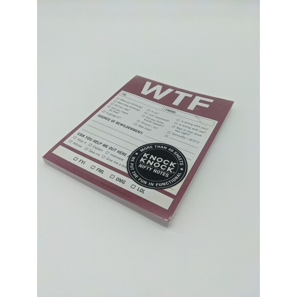 Knock Knock WTF Nifty Notes 4” x 5.25” 50 Sheet Notepad New - Picture 4 of 4